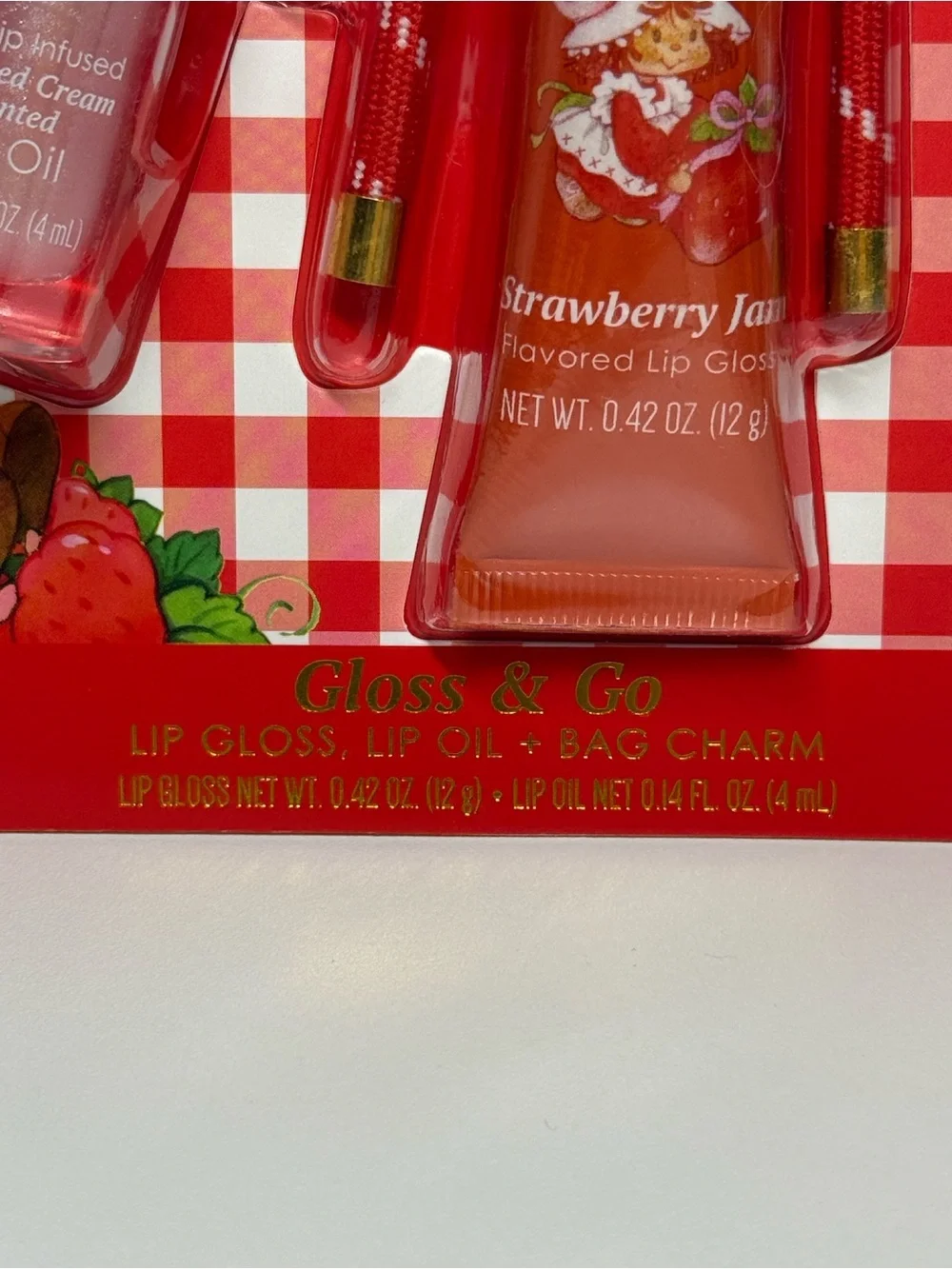 Strawberry Shortcake Lip Gloss And Oil Key Chain Charms Bow Scented